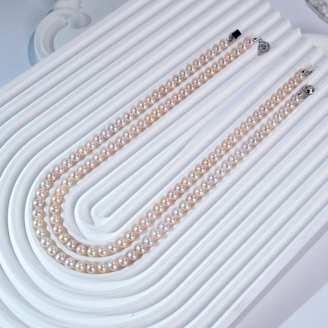 【极光玫瑰】6-7mm极光淡水珍珠银S925项链-多样性发一