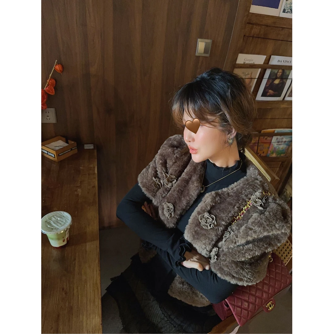 智英欧尼 NO退NO换【羊羔毛夹棉衬衫时尚百搭加厚韩版气质挂扣女】