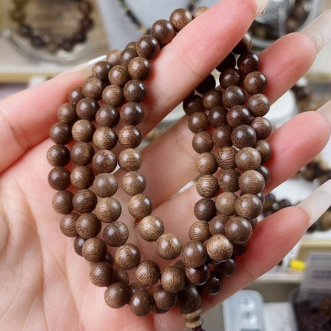 沉香手串顺化紫棋窖藏古董玉化瘤疤0.7×108
