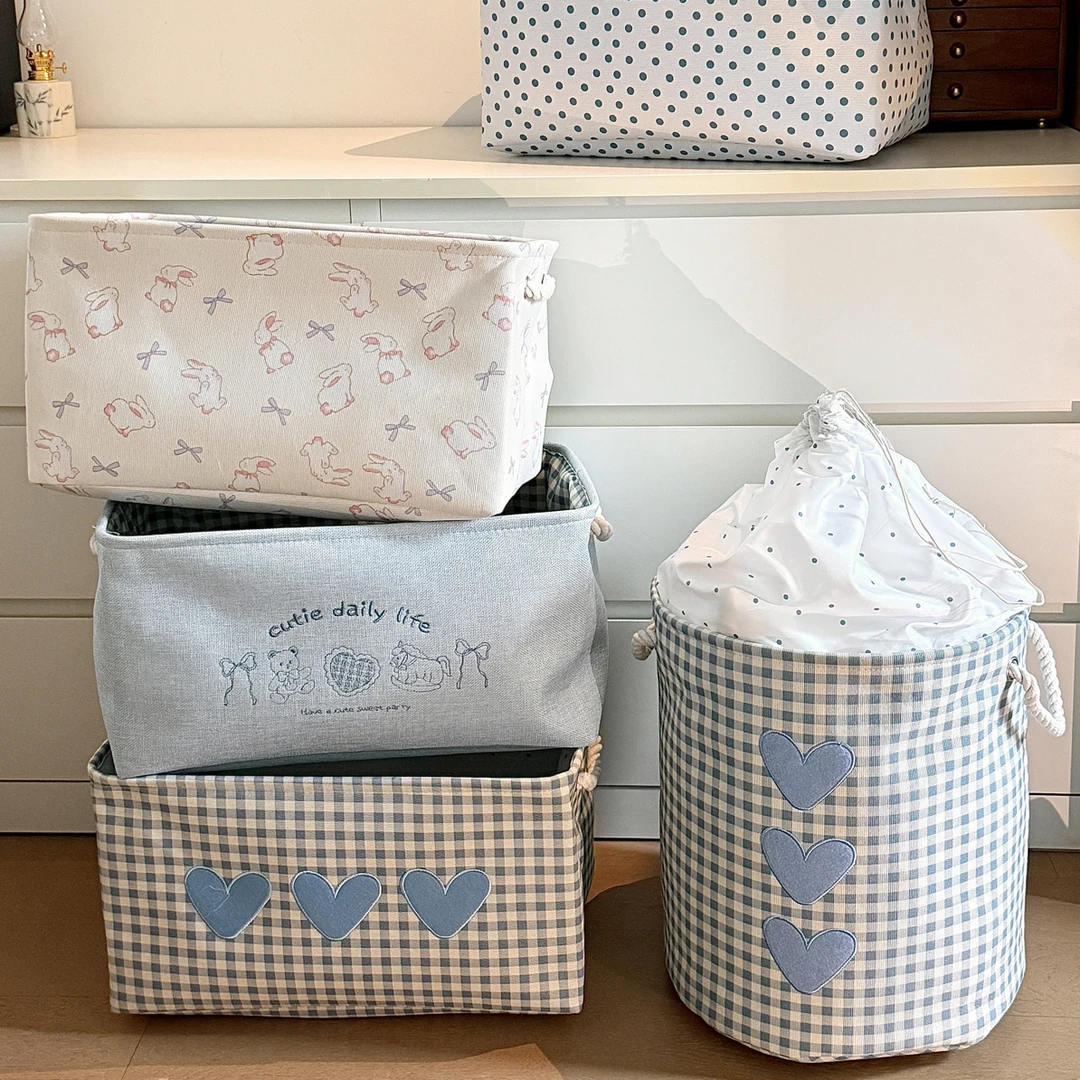 可爱卡通收纳筐家用衣柜衣物车载整理箱布艺脏衣篮