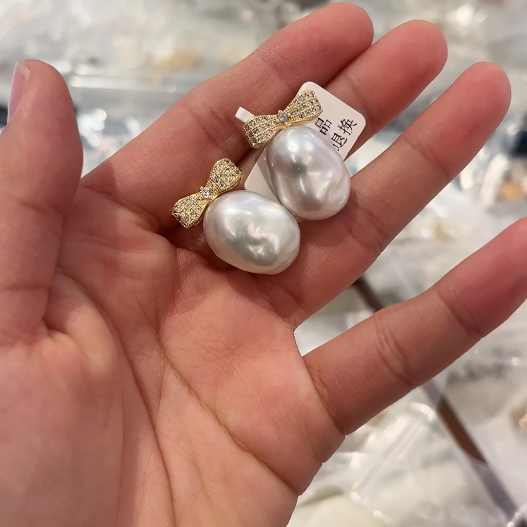 淡水珍珠耳饰合金