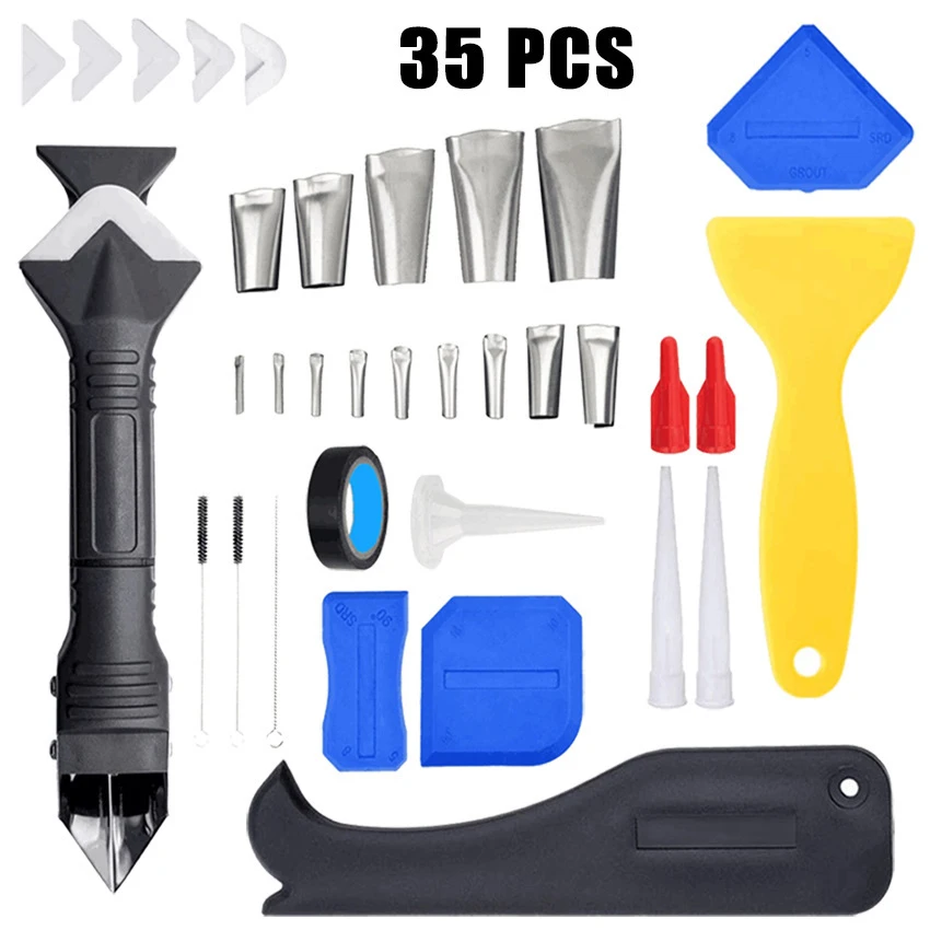 35件套硅胶填缝工具套装硅胶抹子刮刀去除器三合一密封胶填缝工具