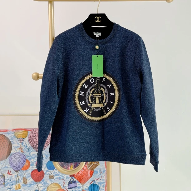 99新 KENZO/肯佐 高田贤三蓝色刺绣提花上衣/87172128