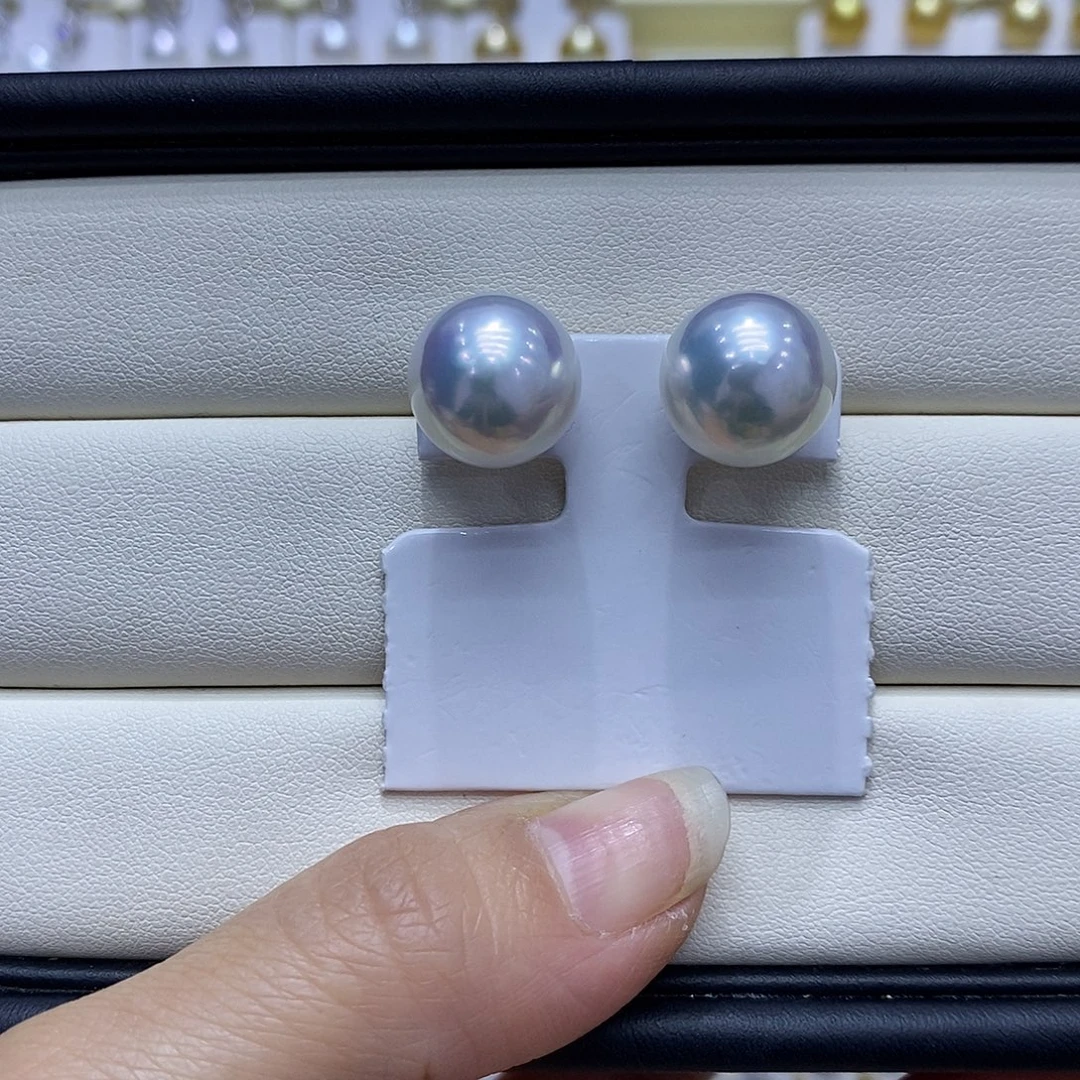 樱***丁18K金镶嵌海水珍珠耳饰13到14点位澳白