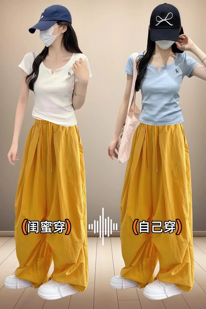 大码服装女纯欲慵懒风胖mm宽松显瘦休闲裤高腰工装夏天防蚊裤女款