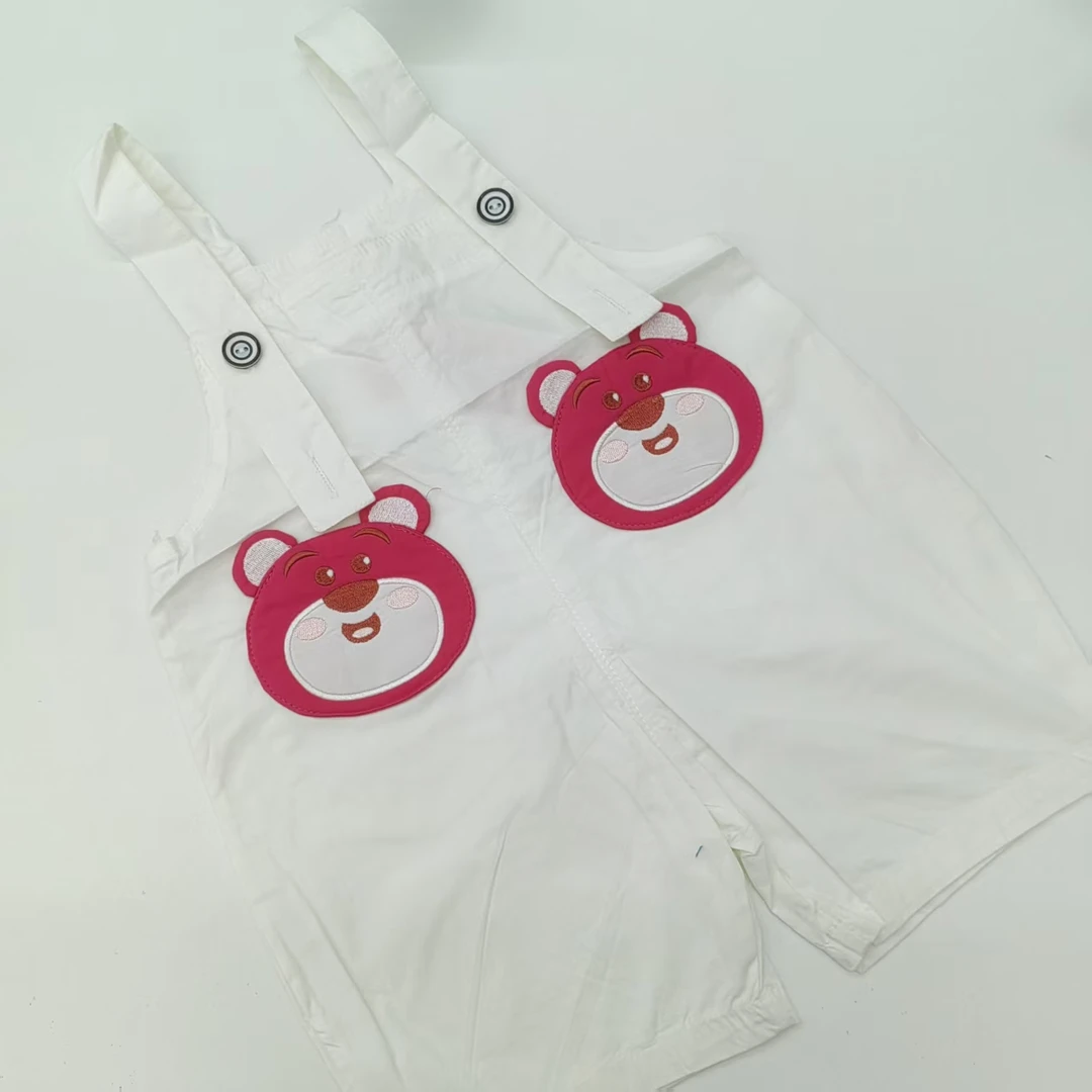 新款粉熊口袋背带短裤6022