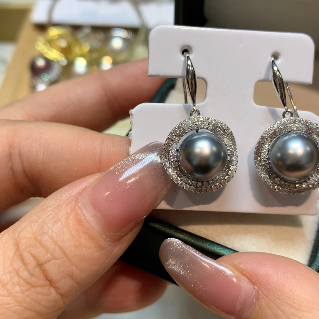 海水珍珠耳饰银S925镶嵌