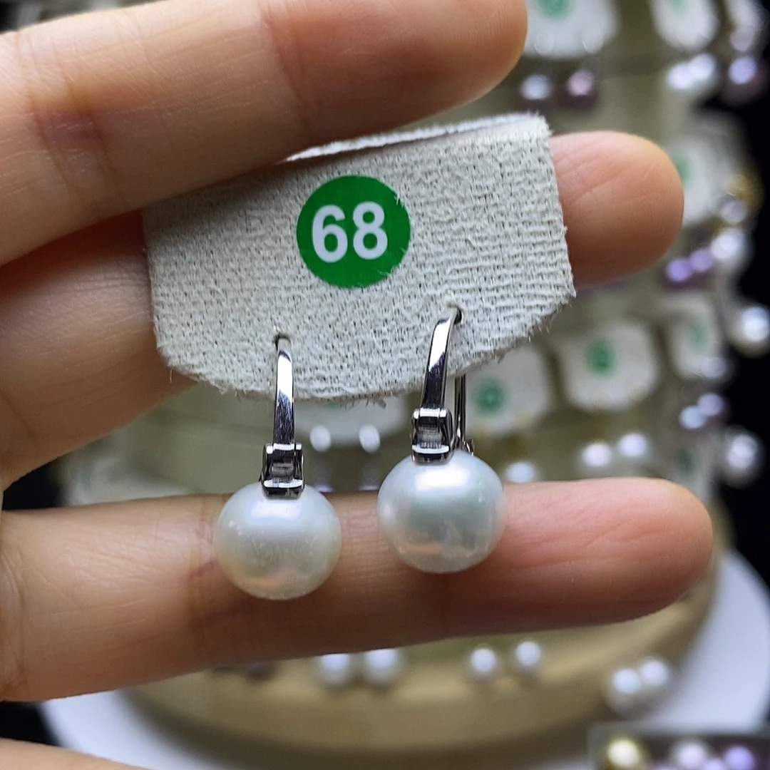 银S925镶嵌淡水珍珠耳饰