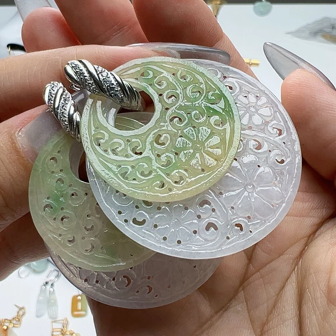 翡翠银S925镶嵌耳饰另**你天然缅甸A货翡翠