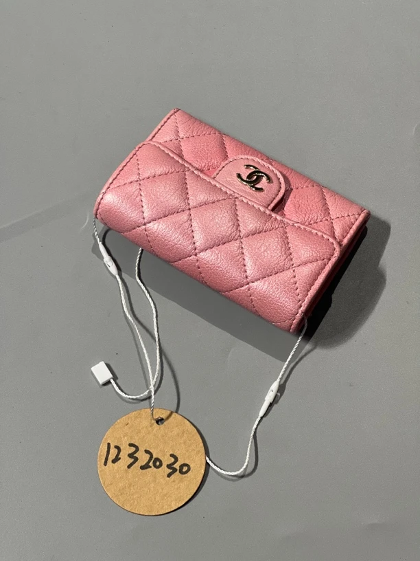 95新 Chanel/香奈儿 夏七中古/Chanel粉色卡包手拿包/1232030