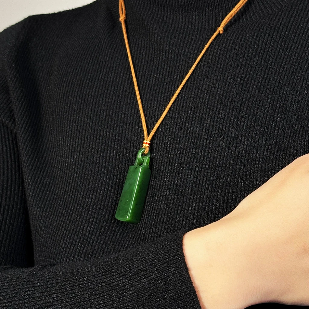 【称心如意】天然和田碧玉称心如意锁S925银珐琅工艺吊坠00211