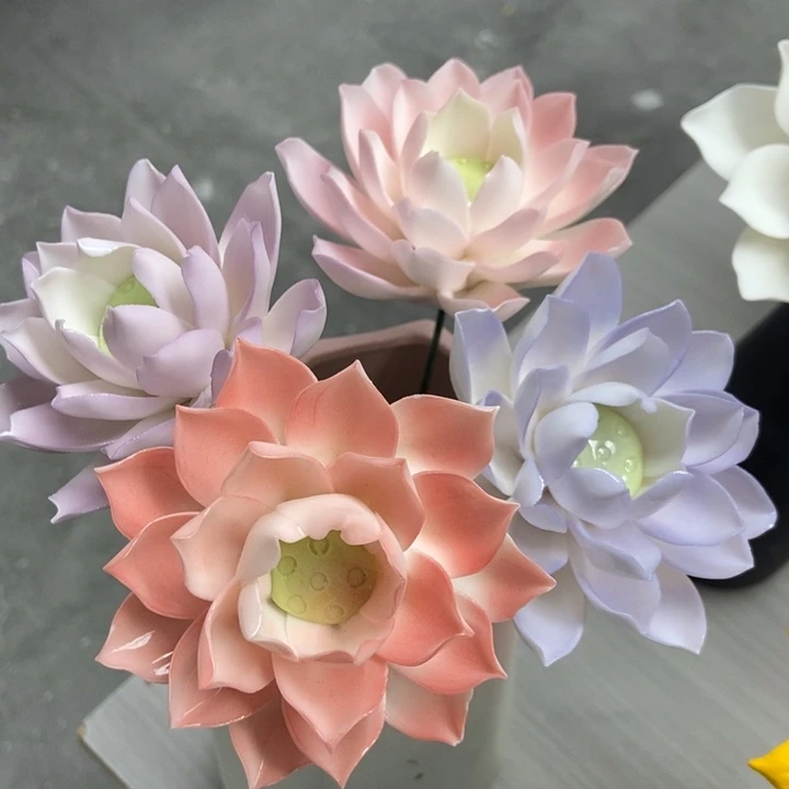 陶瓷手工制作陶瓷花4朵