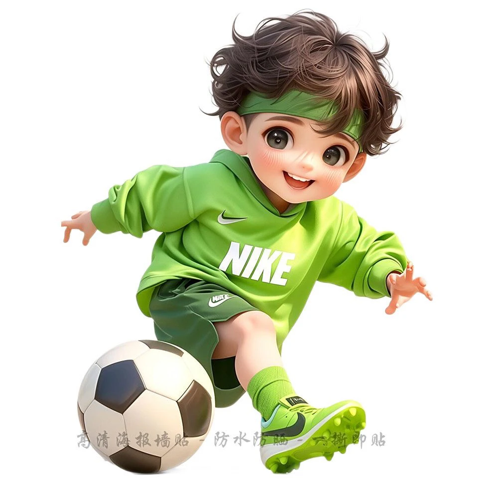 绿茵少年的梦想之路海报墙贴踢足球小男孩贴纸男孩房间装饰贴画潮