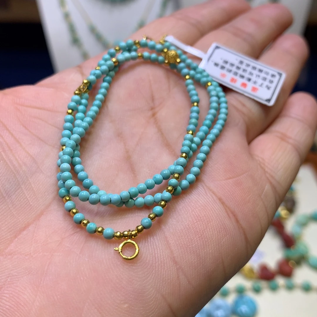 绿松石18K金镶嵌锁骨