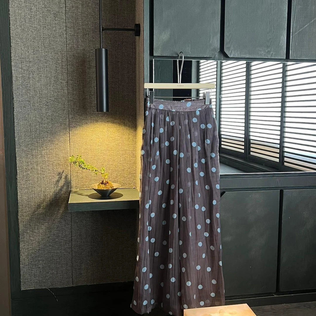 赵小小【美炸天！懒懒呼吸裤】27536 松紧腰波点日系宽松显瘦休闲裤