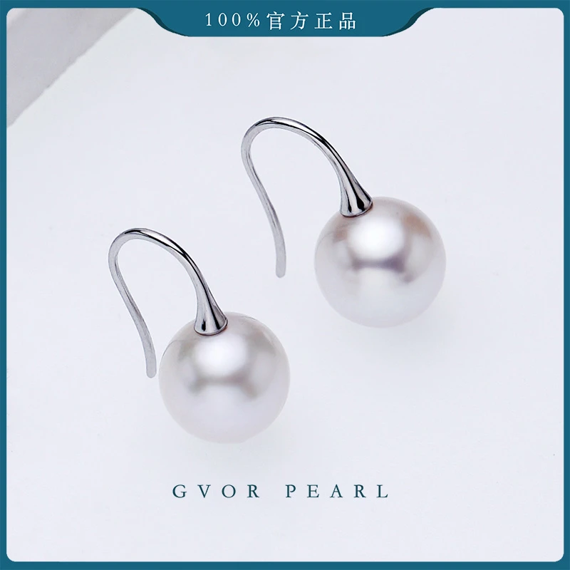 【珍珠奶奶推荐】S925银淡水有核天然白珍珠耳钩 10-11mm C1242
