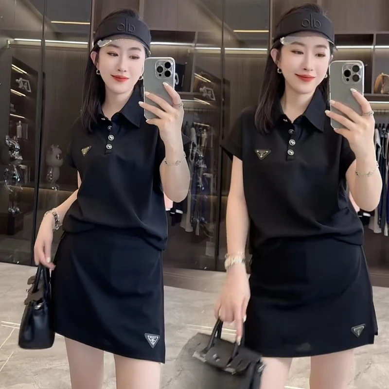 2025夏季新款韩版洋气休闲运动套装女时尚减龄短袖上衣裤裙两件套