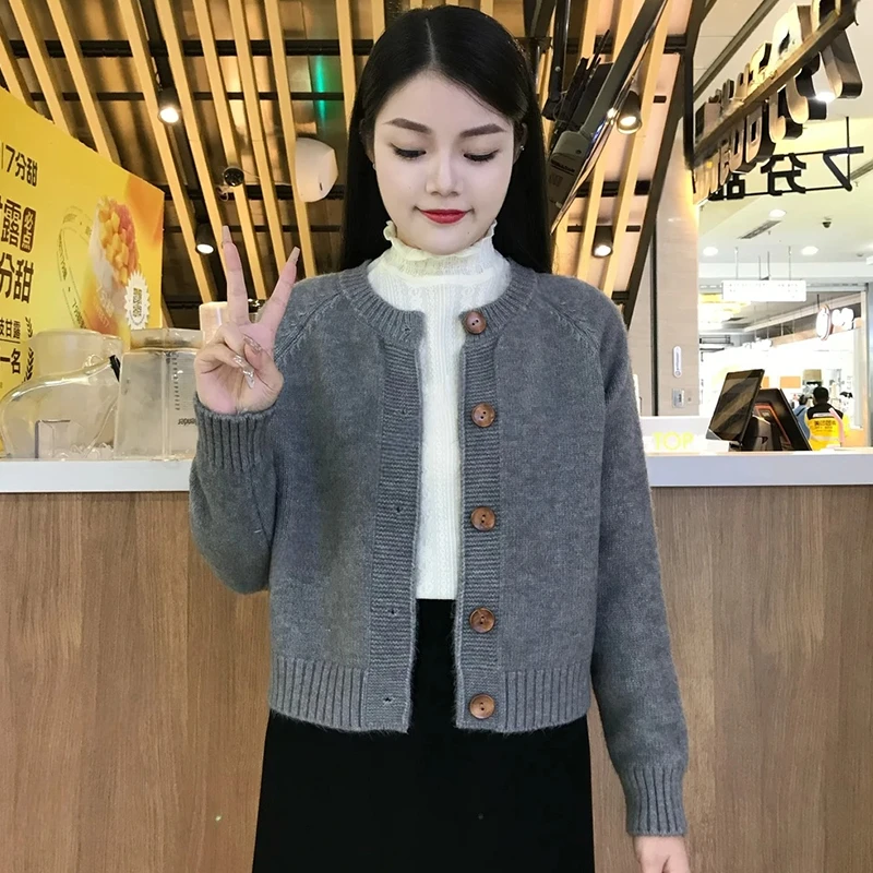 复古短款针织衫毛衣外套女2025年春秋新款高级感宽松显瘦长袖上衣