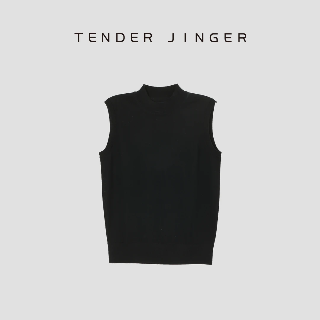Tender Jinger【零束缚】半高领百搭精仿羊毛针织背心T53MII41331
