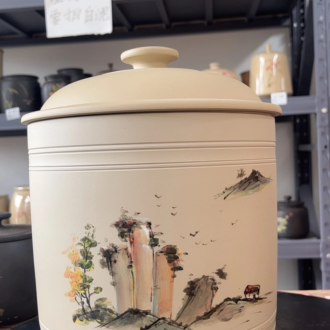 罐白泥哑光存茶缸七饼357g茶饼