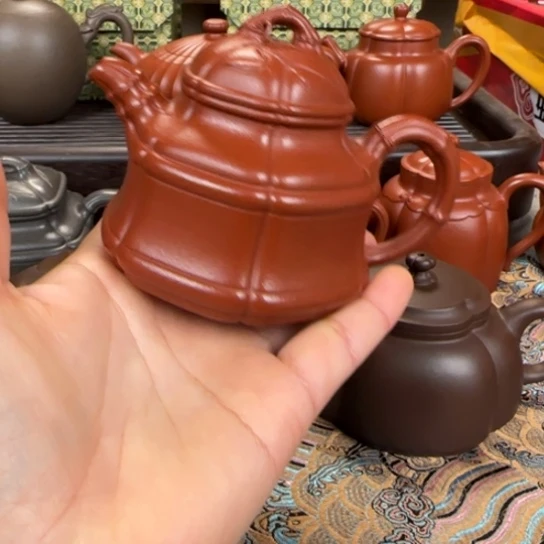 紫砂茶壶大*子宜兴紫砂六方竹鼎