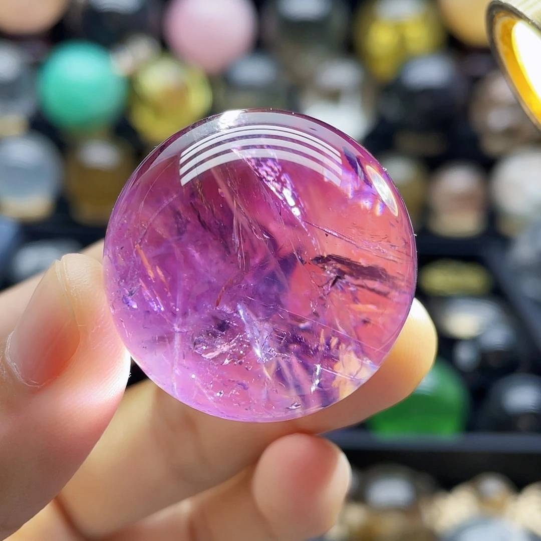 珠宝半成品水晶未镶嵌天然紫水晶33.3mm