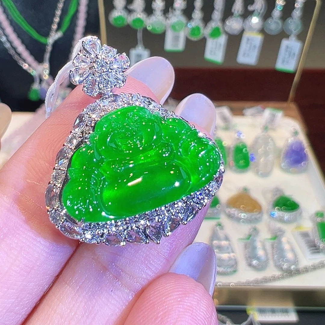 吊坠(不含链)18K金镶嵌翡翠翡翠