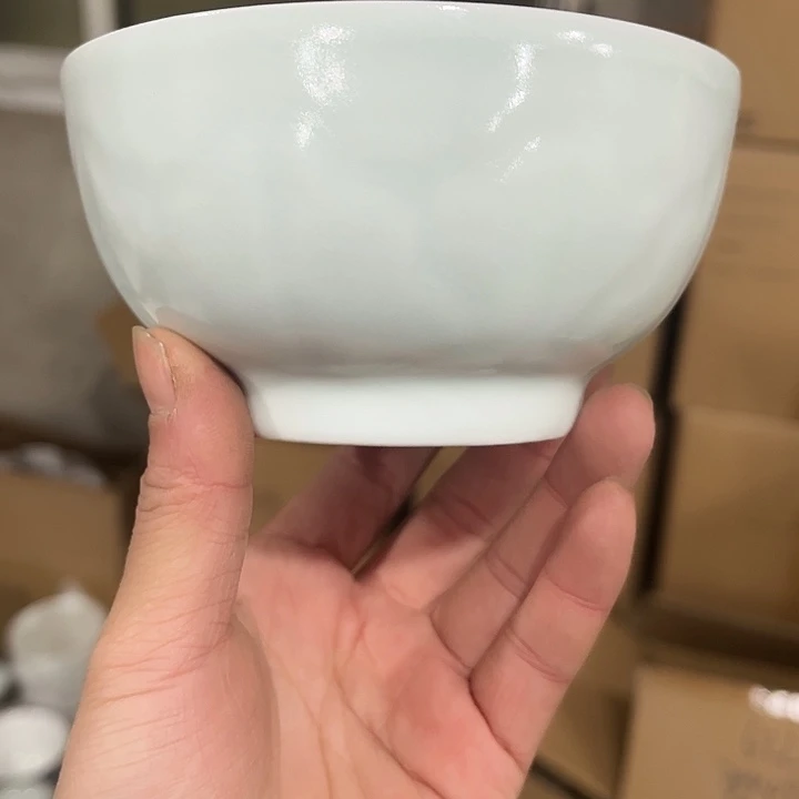 瓷片青菜面4.5英寸浮雕米饭碗六个微瑕包邮
