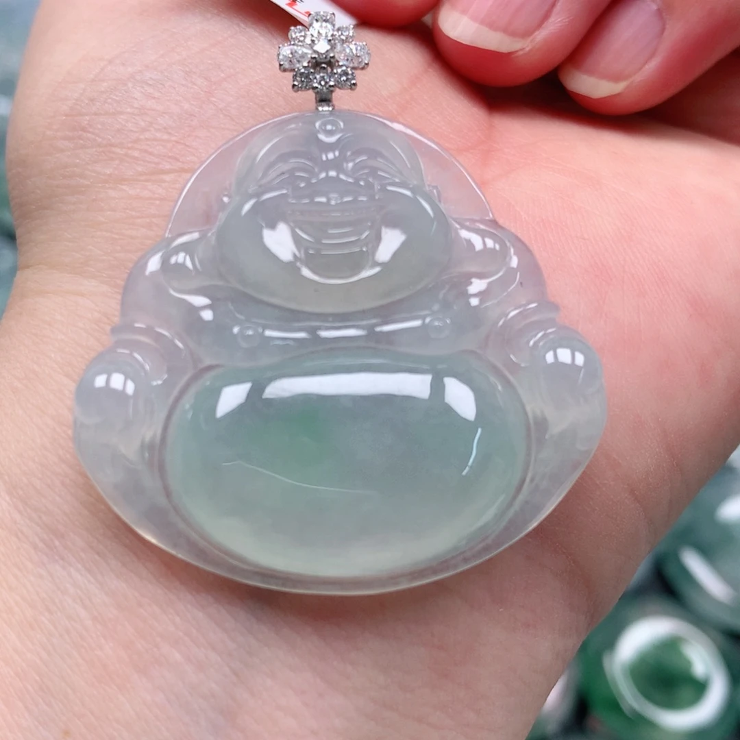 颈饰18K金镶嵌翡翠天然翡翠