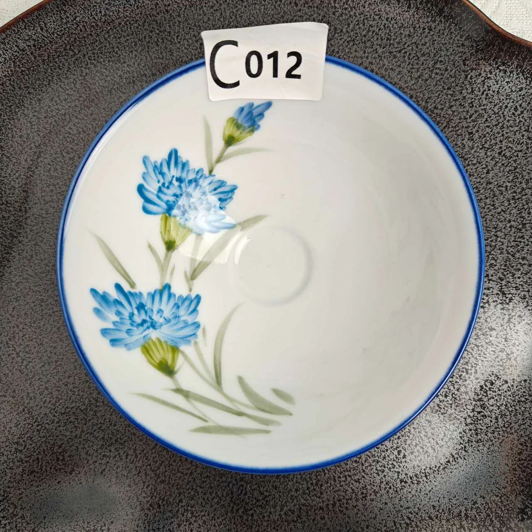 景德镇手绘釉中彩（食品级）斗笠碗蓝色小碗陶瓷瓷碗饭碗012