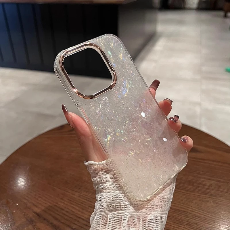 UMJ闪粉贝壳纹air适用iPhone16proMax手机壳苹果15/17/14新款13女