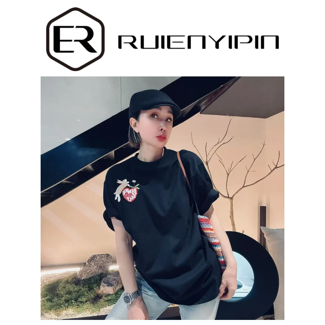 6743#刺绣兔子短袖T