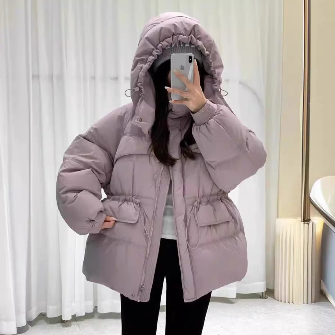 6802 超好看连帽中长收腰防寒服外套A21-1