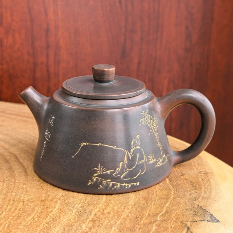 小容量霸王瓢165毫升纯手工非遗钦州坭兴陶陶瓷茶具揽众山泡茶壶