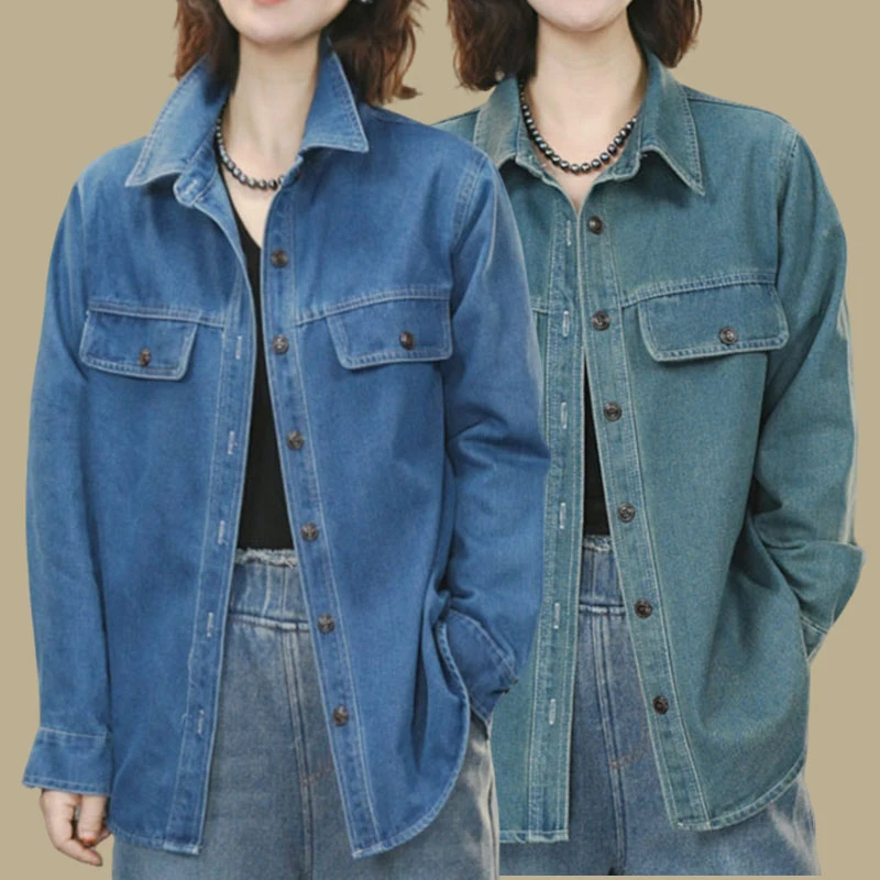 2411牛仔衬衫显瘦休闲时尚水洗透气牛仔上衣外套女