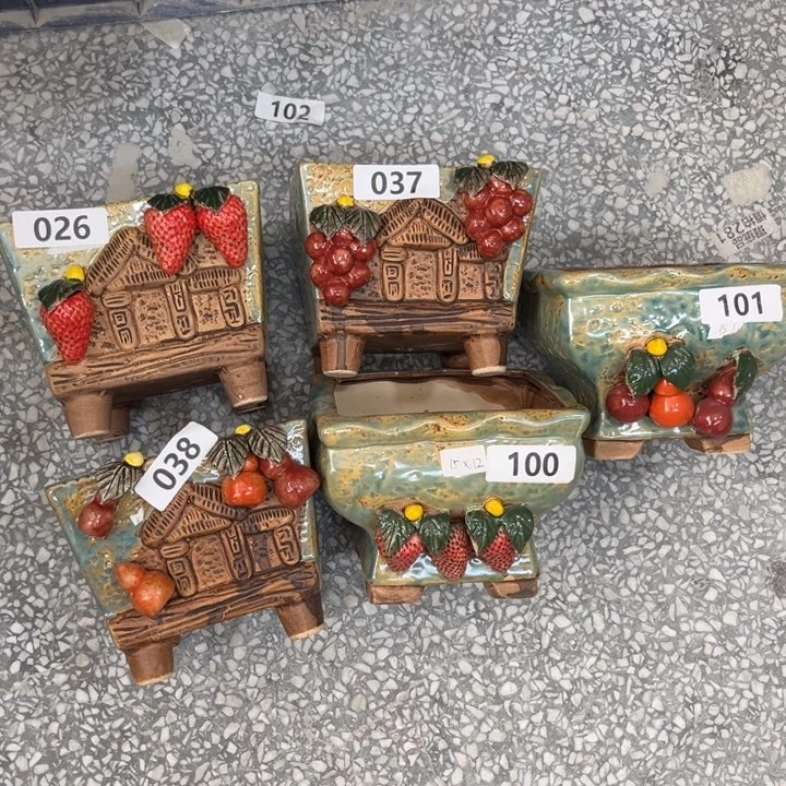 紫砂花盆粗陶材质多肉花盆那个器型各两个