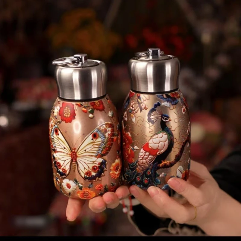800ML-900ML国潮水杯迷你316小胖丁保温杯带拉环便捷口袋杯简约时