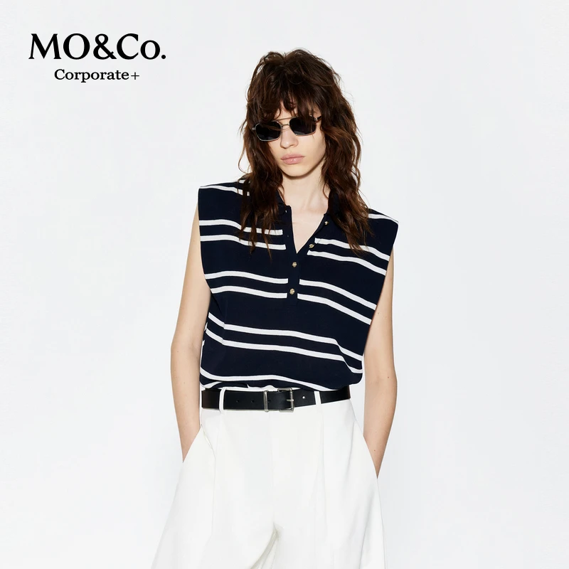 【C+系列】MOCO针织衫轻薄2025夏新品醋酸棉纱宽肩立裁MBE2SWT026