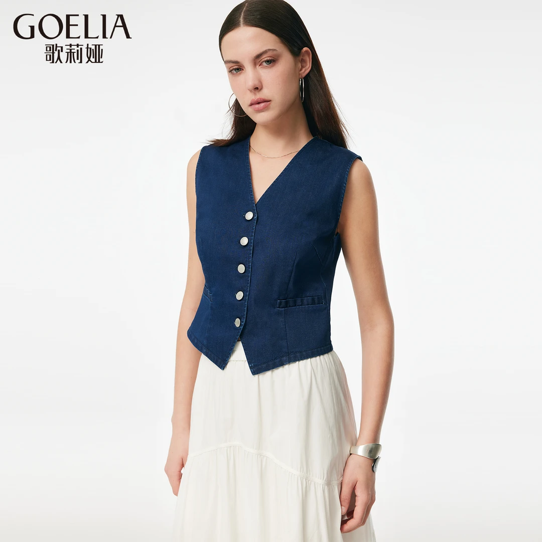 歌莉娅 春季新品  弹力牛仔马甲  1E3L6A1D0