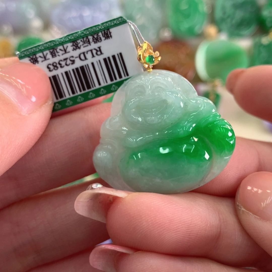 翡翠吊坠(不含链)18K金镶嵌