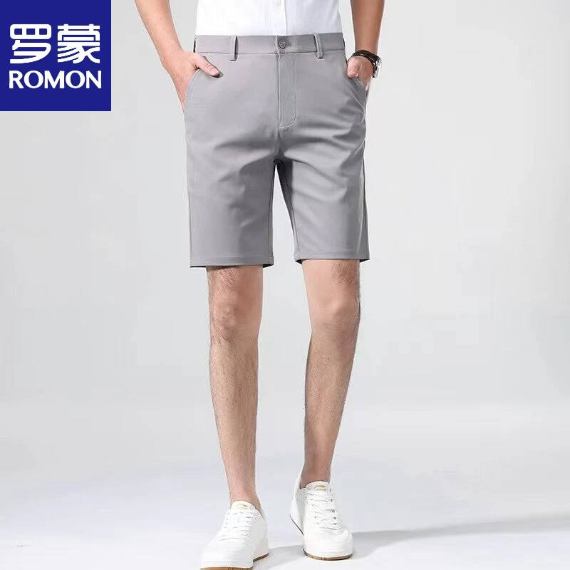 Romon/罗蒙【氨纶弹力】男装休闲短裤男夏季新款直筒百搭男士五分裤