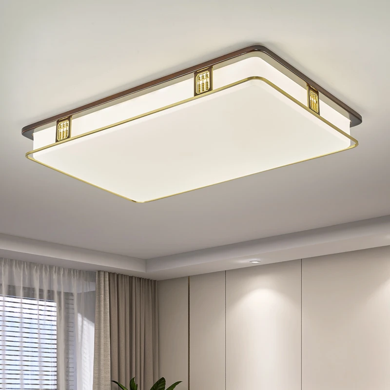 新中式实木加铜吸顶灯国风禅意简约大气客厅卧室书房卧室茶室灯