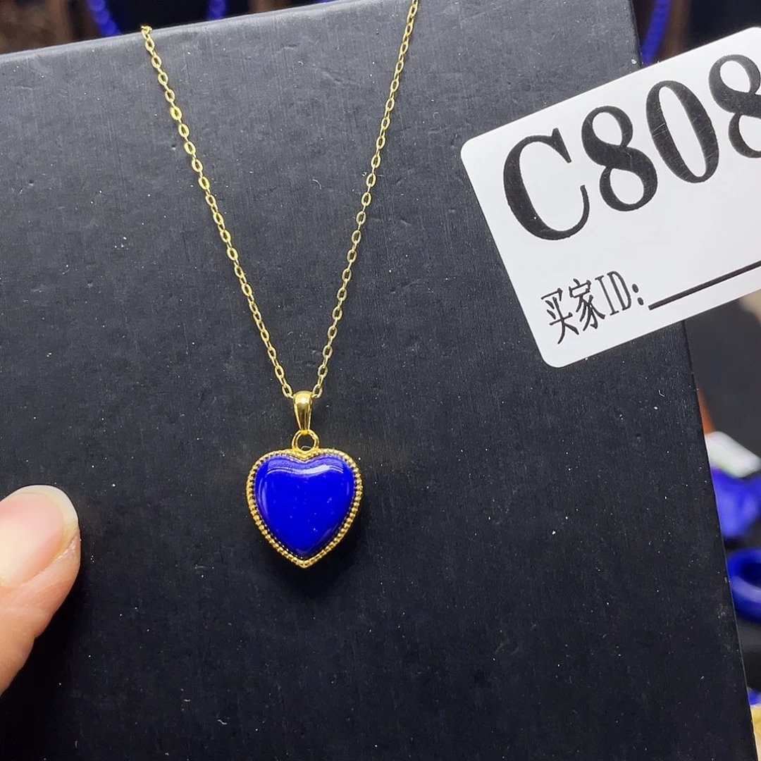 青金石吊坠银S925镀金镶嵌