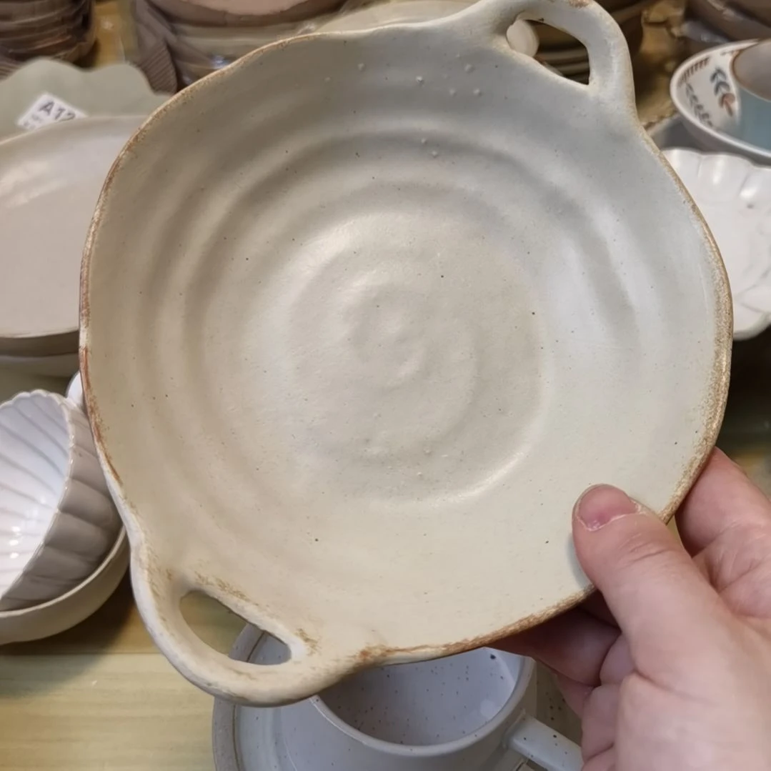 瓷片微瑕粗陶双耳两个一组