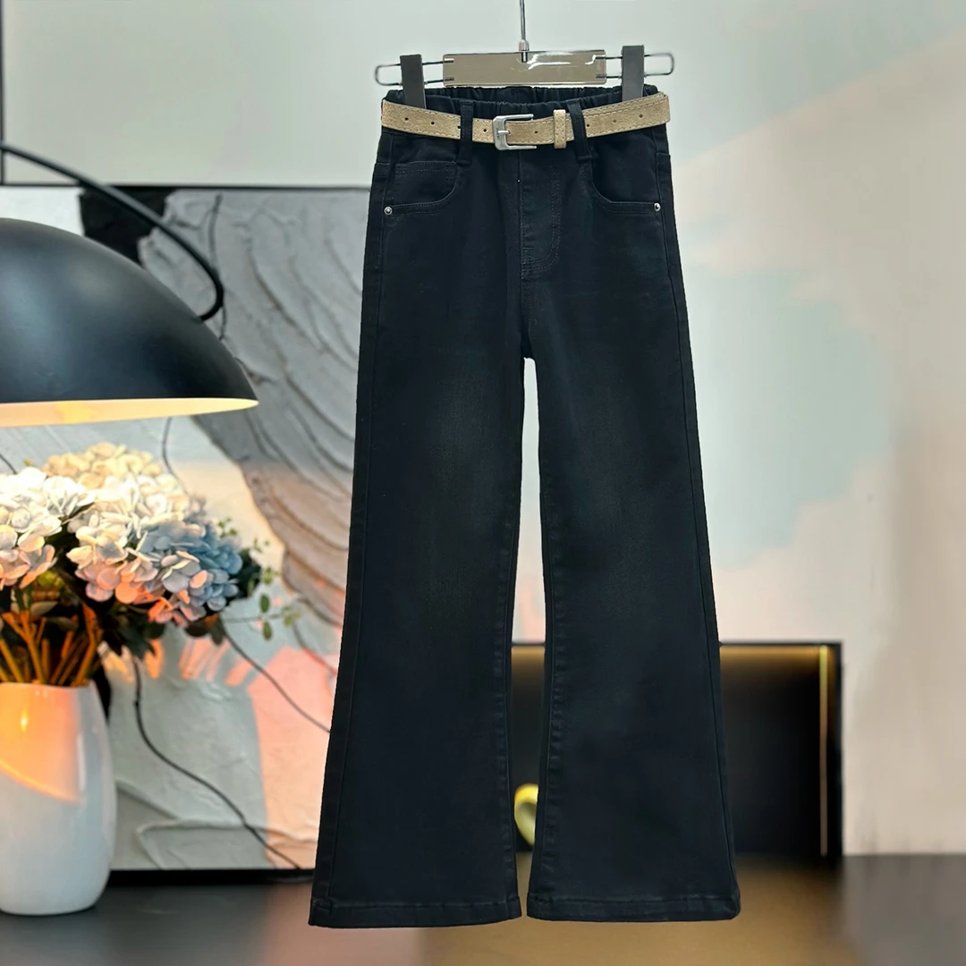 高定【春款弹力牛仔裤】女童牛仔裤裤型显瘦洋气喇叭裤微喇裤1501