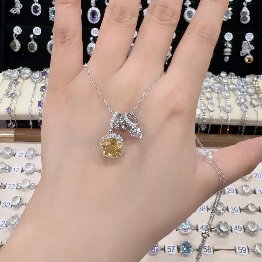 夭***富银S925镶嵌吊坠(赠链)黄晶