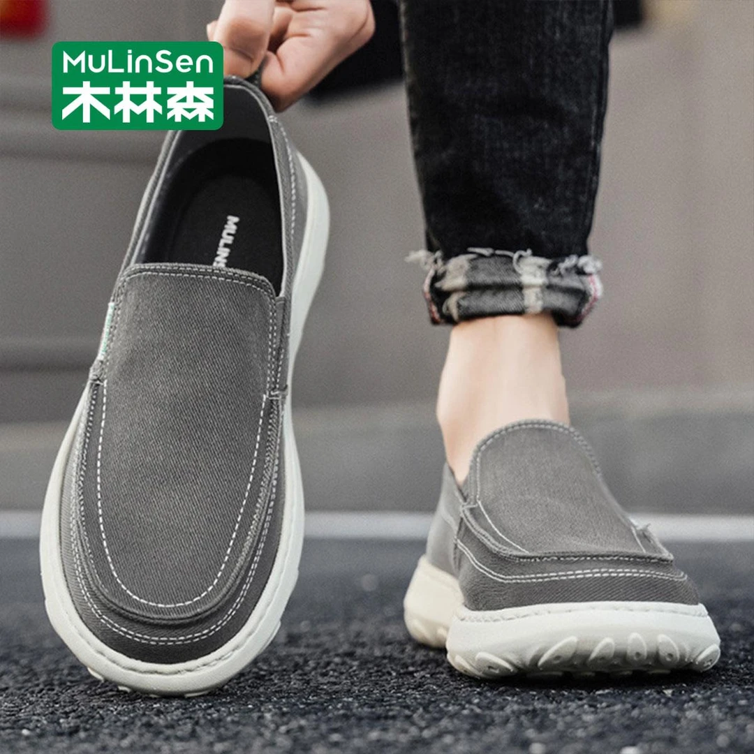 木林森男士老北京布鞋秋季薄款透气一脚蹬男鞋轻便休闲开车爸爸鞋