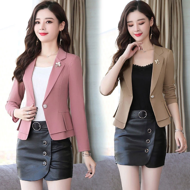 小西装女外套短款小香风上衣春秋新款收腰矮个子女士西服显瘦气质