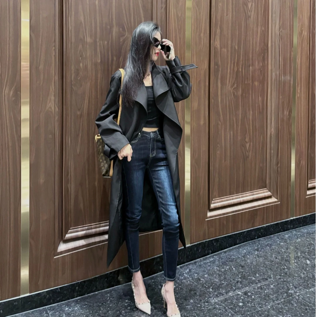 一粒扣中长款风衣女装2025秋季高级感外套大衣新款英伦风休闲宽松