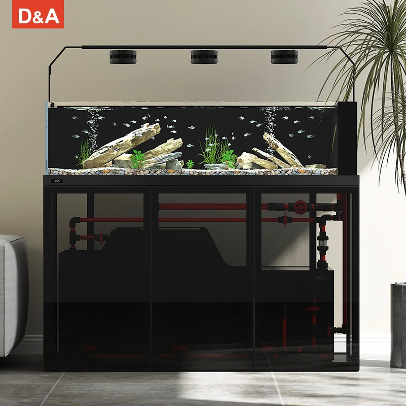 D&A/德克工业风专业级溪流缸 底滤一体式鱼缸 客厅家用生态鱼缸